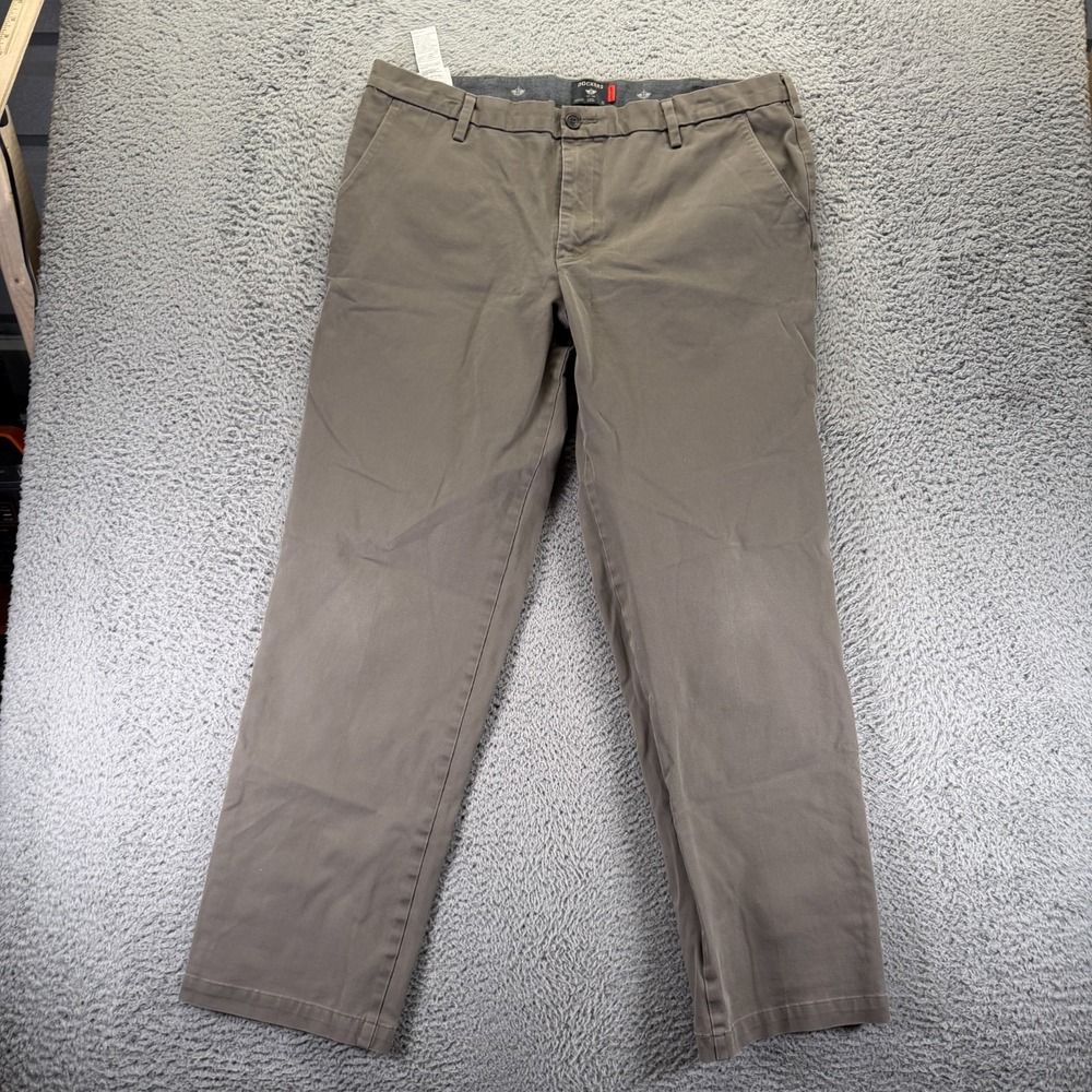 Dockers Smart 360 Flex Pant Men's 39x33 Brown Cotton Khakis Straight Leg Stretch